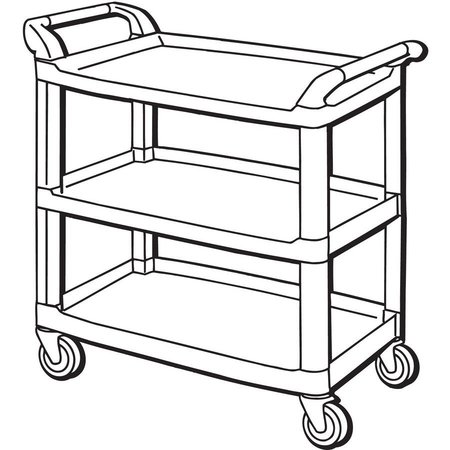 Rubbermaid Commercial Aluminum 3-Shelf Mobile Utility Cart, 3 Shelves, 300 lb RCP409100BK